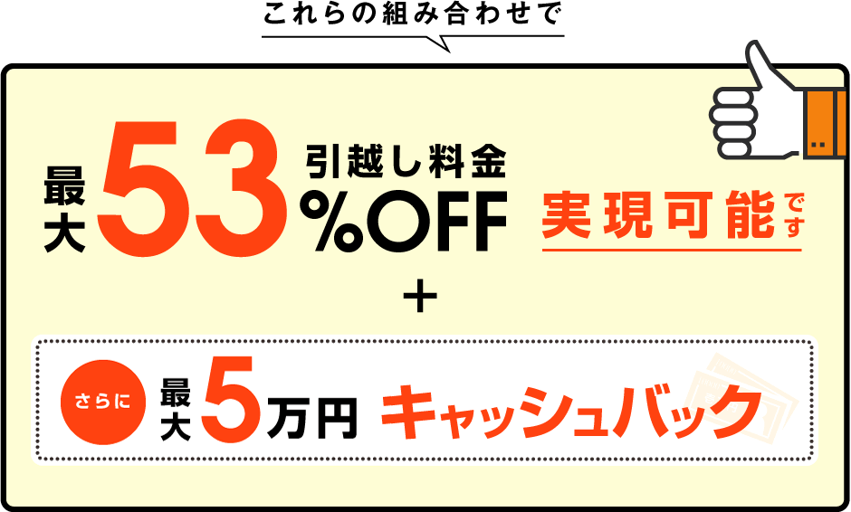 引越し料金最大53%OFF実現可能